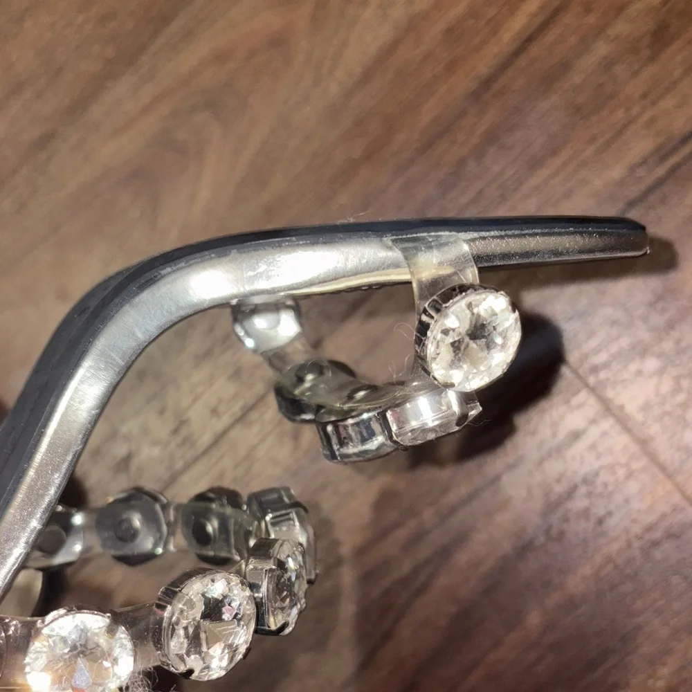 ZARA NEW Crystal Embellished Silver Heels Size 38 Party Wedding Glam